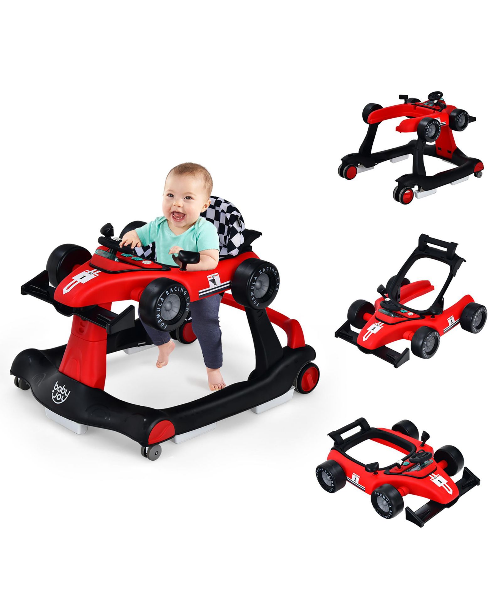 Costway 4-in-1 Baby Walker Foldable Activity Walker with Adjustable Height and Speed