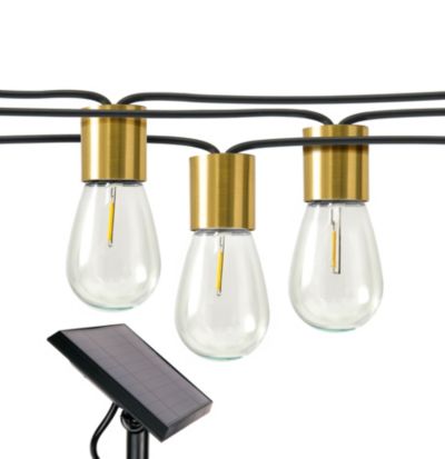 Glow 27 ft. Solar Powered LED Outdoor String Lights with Brass Hardware
