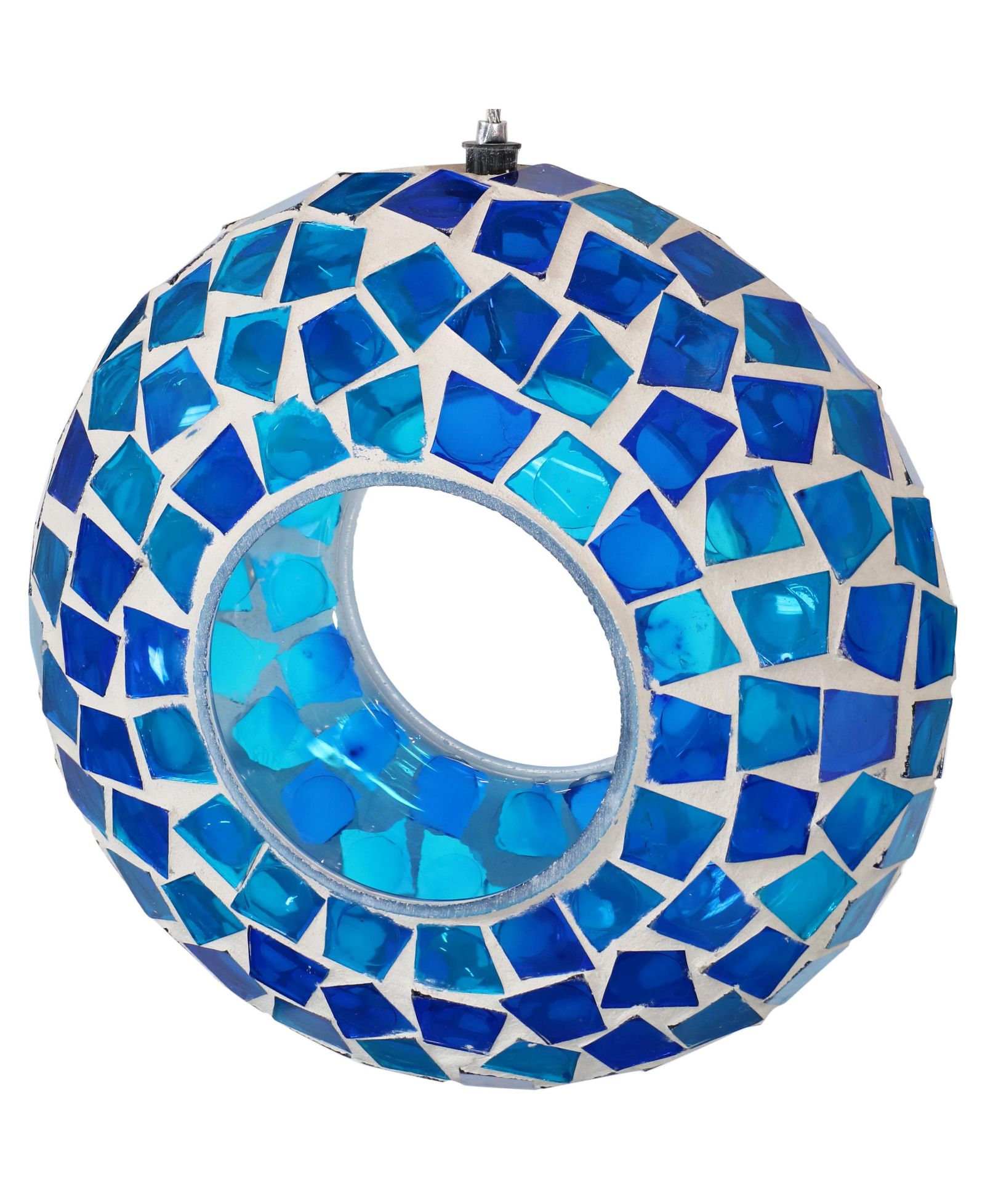 Подвесная кормушка для птиц Sunnydaze Decor с мозаичным дизайном, круглая, стеклянная, 6"