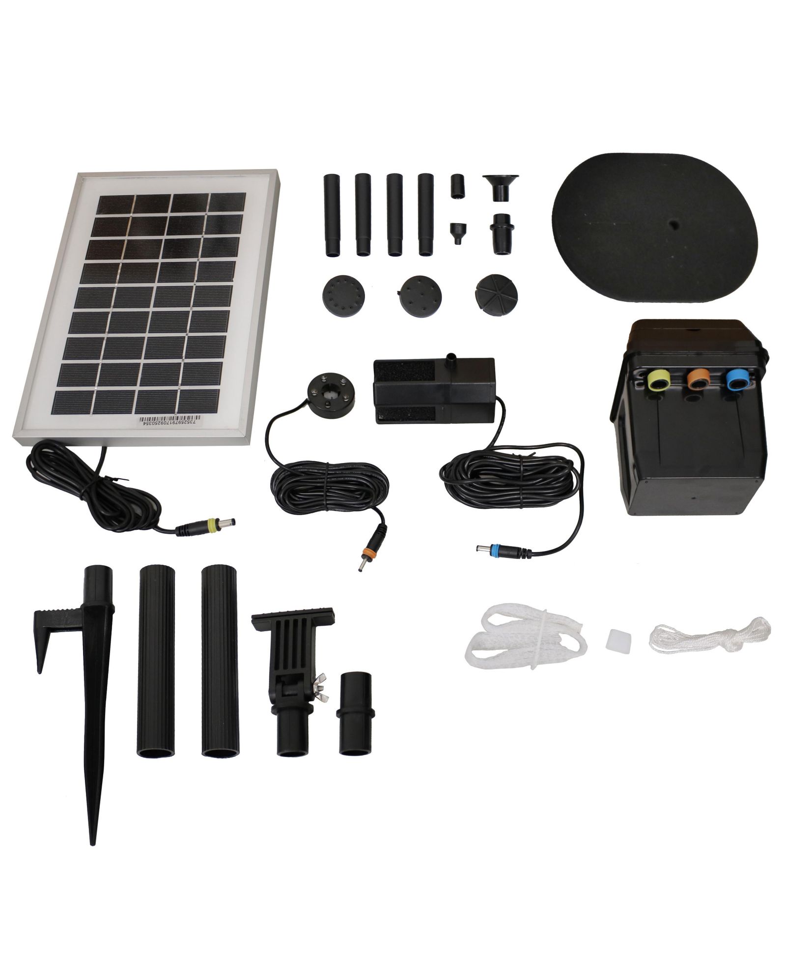 Outdoor Solar Powered Water Pump and Panel Kit with Battery Pack and LED Light - 66 GPH - 36"