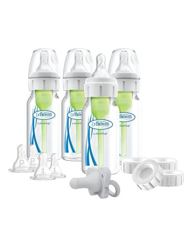 Dr. Browns Baby 14 Piece Options+ Preemie & Newborn Anti-Colic Baby Bottle Set, Green