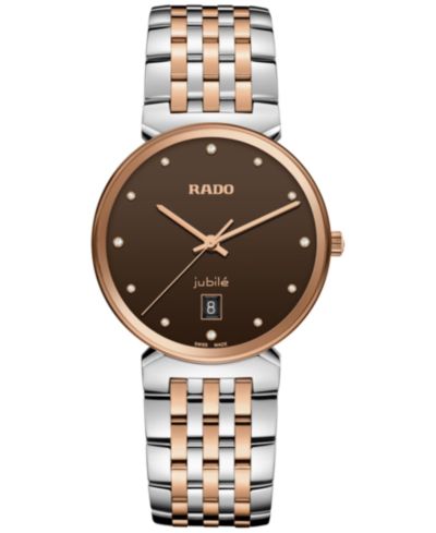 Женские швейцарские часы Rado Swiss Florence Classic Diamond (1/20 ct. t.w.) Two-Tone Stainless Steel Bracelet Watch 38mm