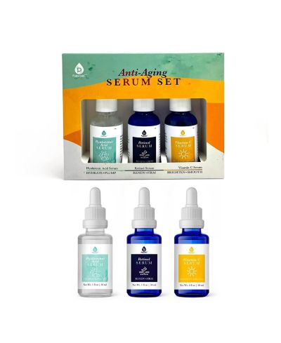 Pursonic Anti-aging Serum set including uniquely formulated Vitamin C Face Serum, Retinol Serum, and Hyaluronic Acid Serum (Each 30 ml)