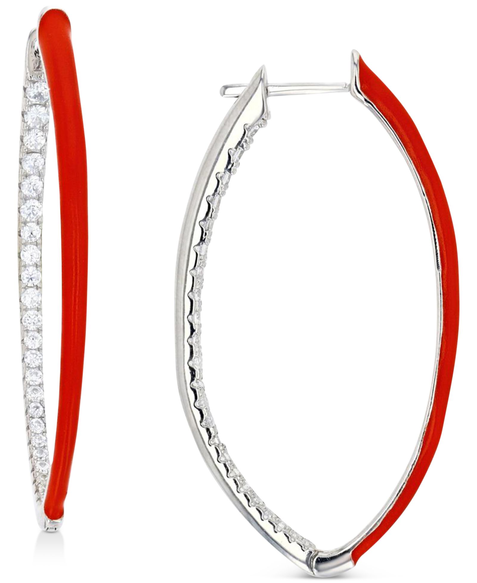 Серьги-кольца Cubic Zirconia & Enamel In & Out Oval