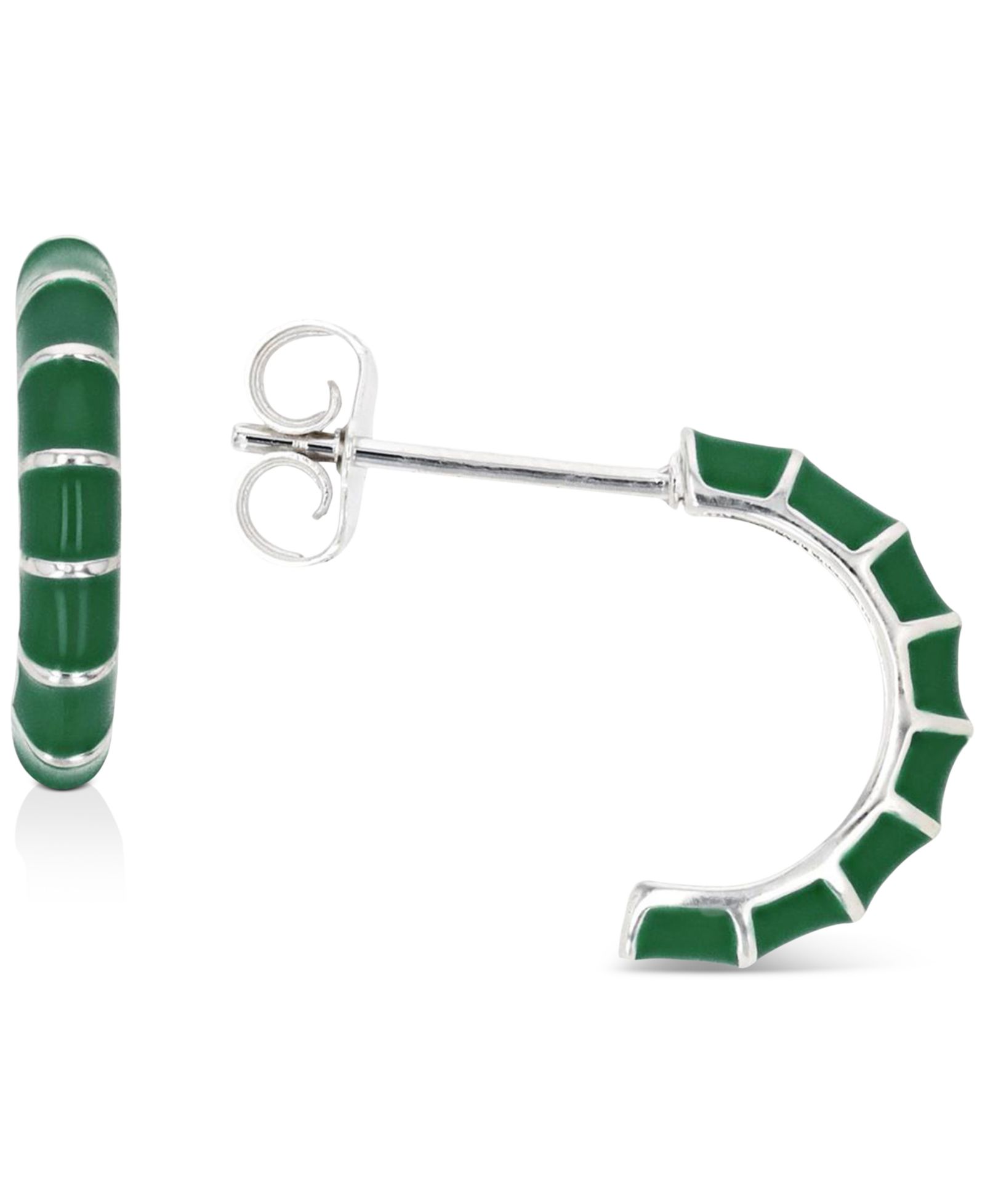 Enamel Hoop Earrings in Sterling Silver or 14k Gold over Sterling Silver, 1/2"