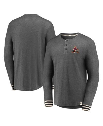 Мужская футболка Fanatics Arizona Coyotes True Classics Henley с длинным рукавом, цвет Heathered Charcoal