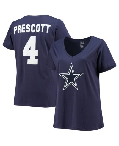 Женская футболка Fanatics Dak Prescott Navy Dallas Cowboys Plus Size Name and Number V-Neck