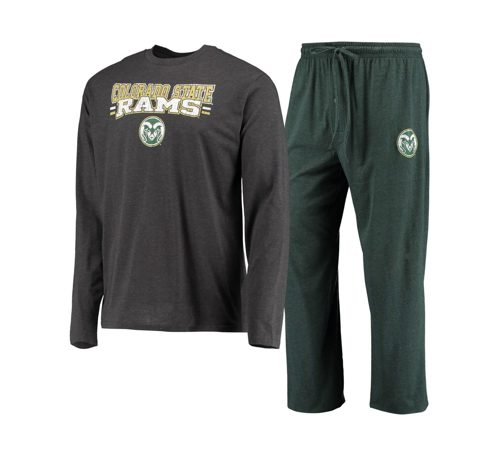 Men's Concepts Sport Green, Heathered Charcoal Colorado State Rams Meter Long Sleeve T-shirt and Pants Sleep Set