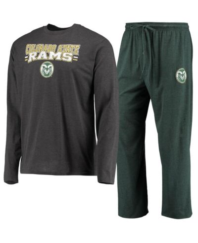 Мужской комплект из футболки и брюк Concepts Sport Green Heathered Charcoal Colorado State Rams Meter Long Sleeve
