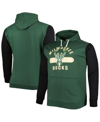 Мужское худи Fanatics Milwaukee Bucks Big and Tall Bold Attack, темно-зеленое и черное
