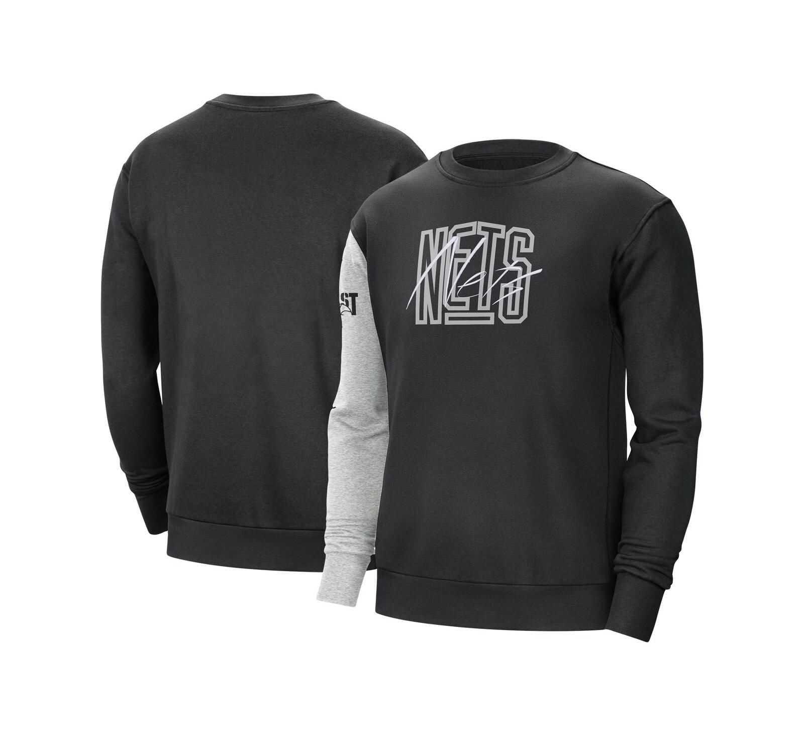Men's Nike Black, Heather Gray Brooklyn Nets Courtside Versus Force & Flight Pullover Sweatshirt