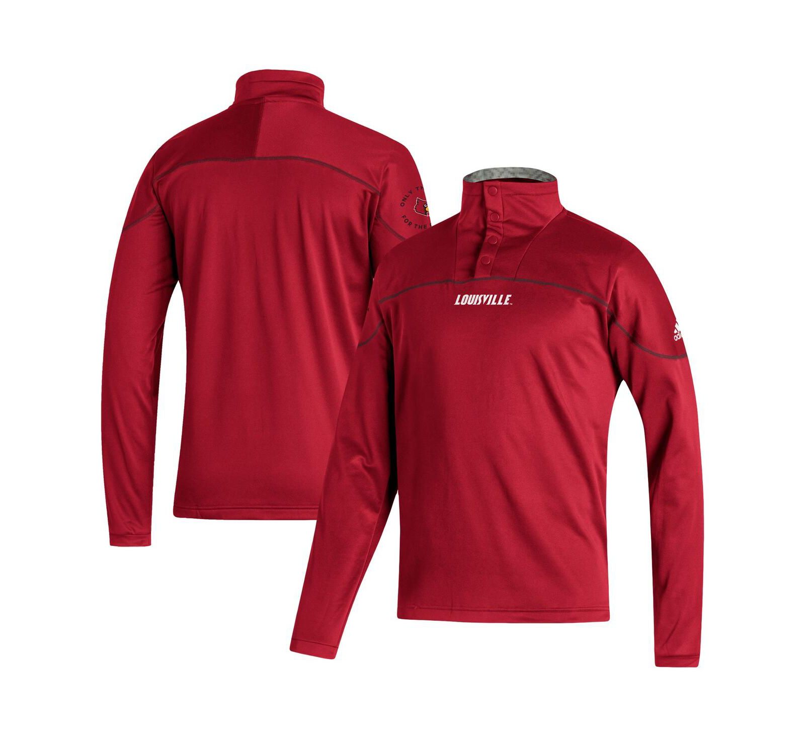 Men's adidas Red Louisville Cardinals AEROREADY Knit Quarter-Snap Jacket