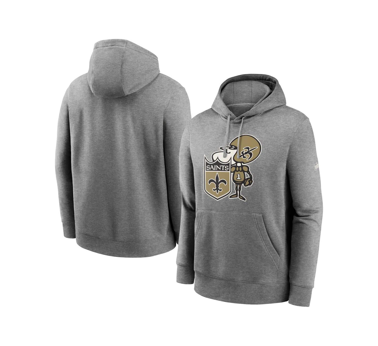 Мужское худи Nike Heathered Gray New Orleans Saints Rewind Club Fleece Pullover