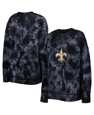 Women's MSX by Michael Strahan Black New Orleans Saints Bailey Tie-Dye Tri-Blend Pullover Sweatshirt