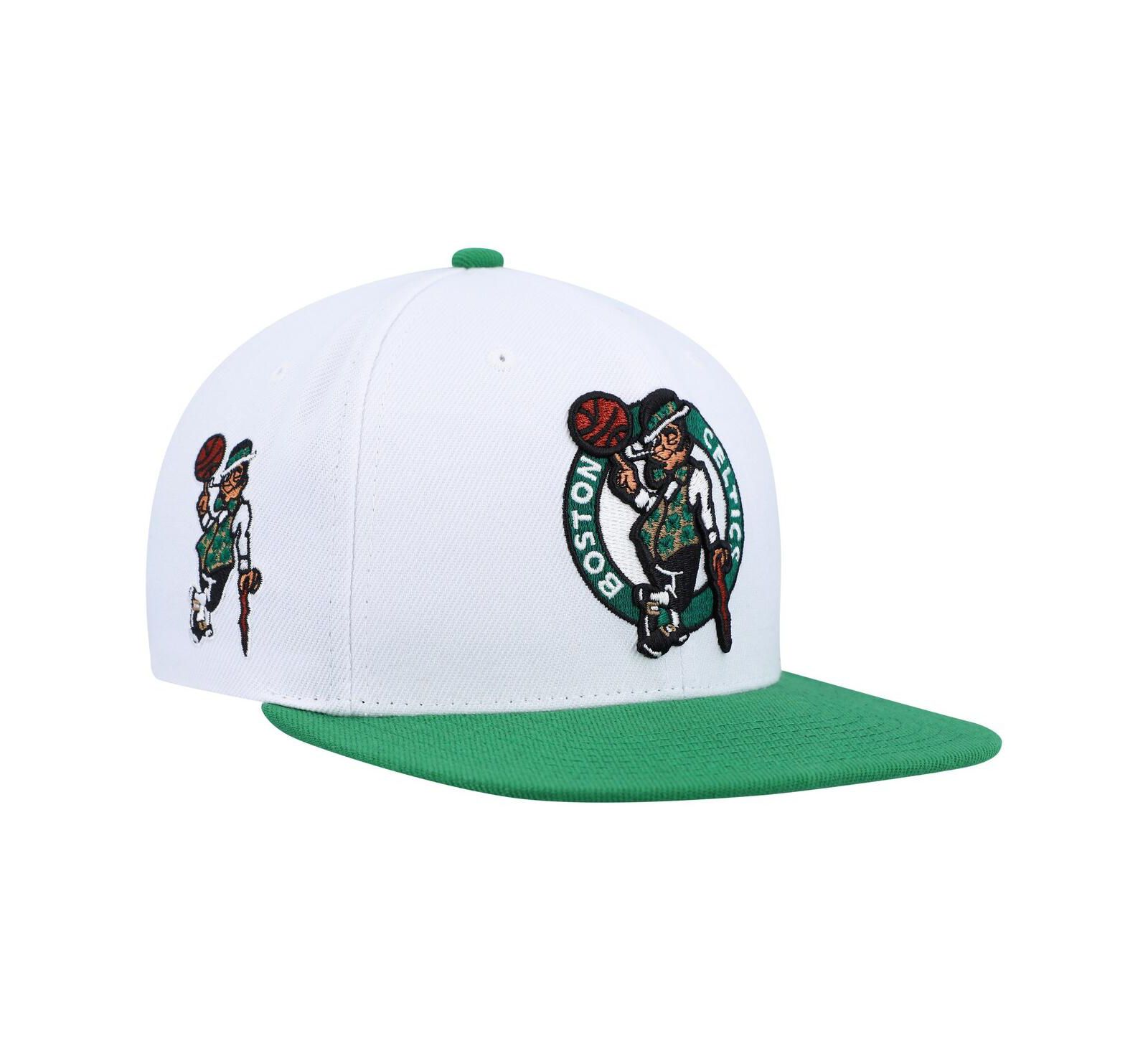 Men's Mitchell & Ness White, Green Boston Celtics Side Core 2.0 Snapback Hat