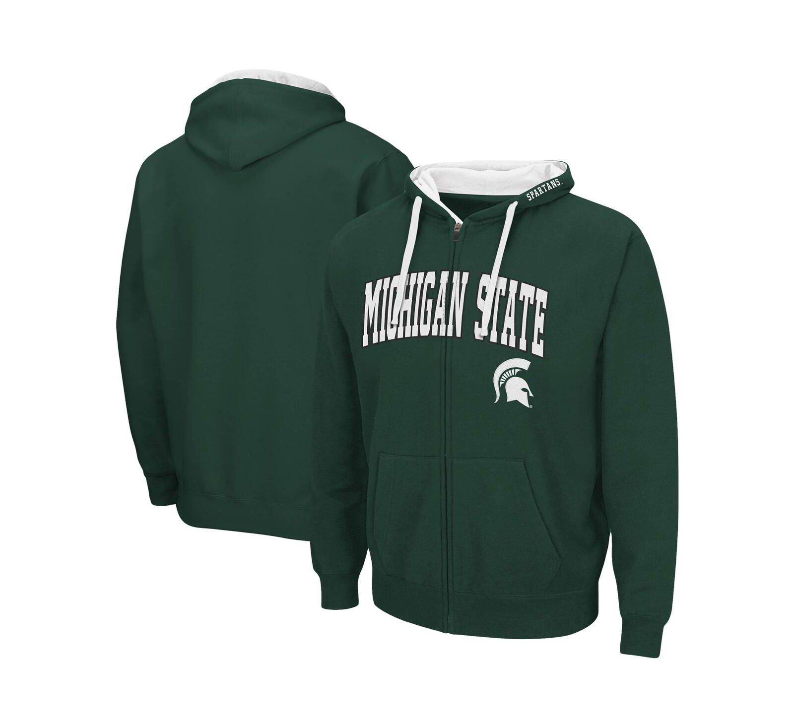 Мужское худи Colosseum Green Michigan State Spartans Big and Tall Full-Zip