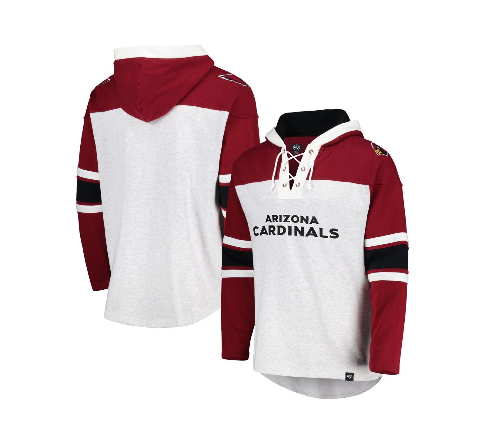 '47 Brand Мужское худи с завязками Arizona Cardinals Heather Gray Gridiron