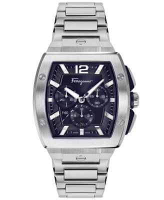 Мужские часы Ferragamo Swiss Chronograph F-80 Tonneau Stainless Steel