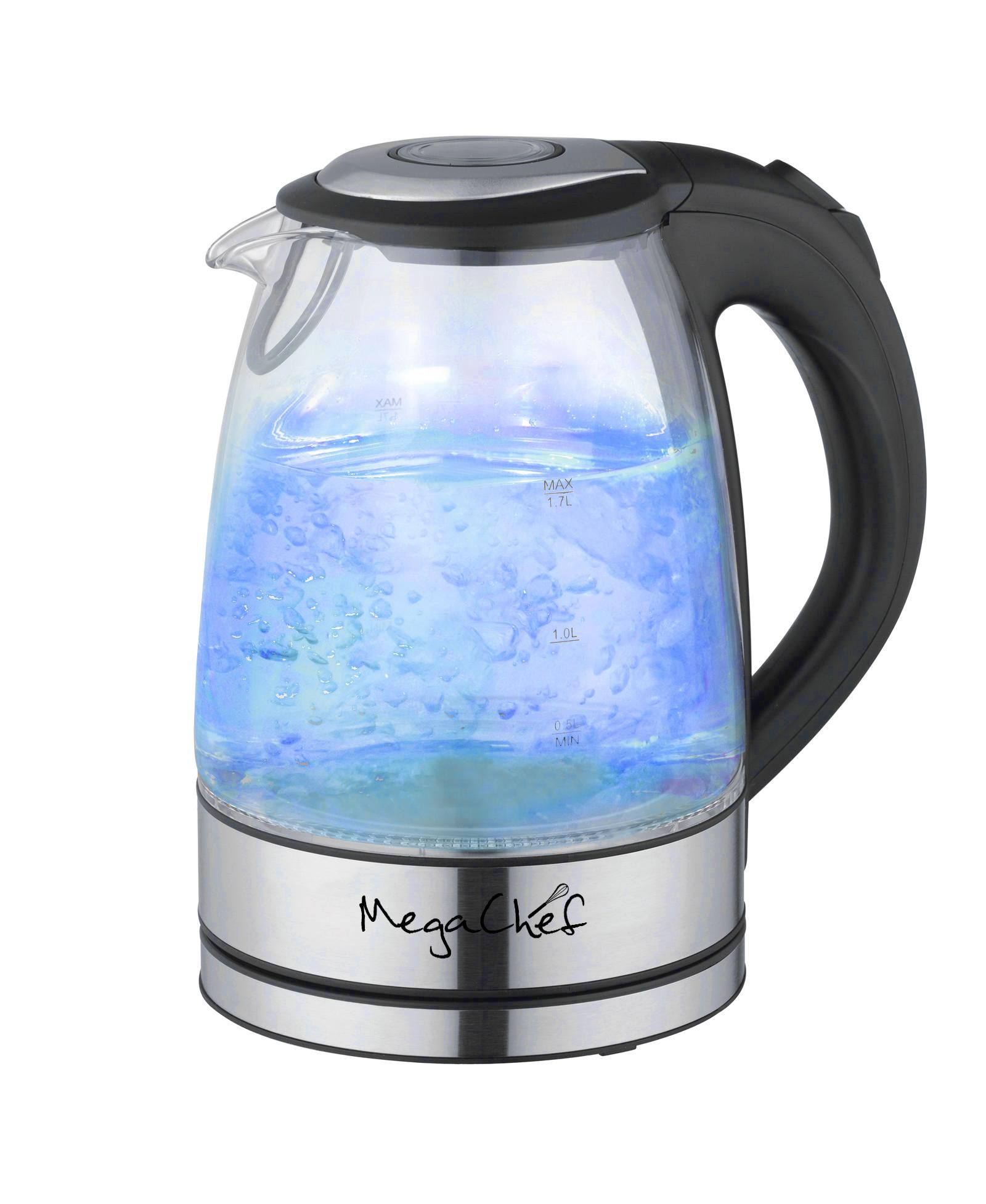 MegaChef Электрический чайник из стекла и нержавеющей стали 1.7 Quart