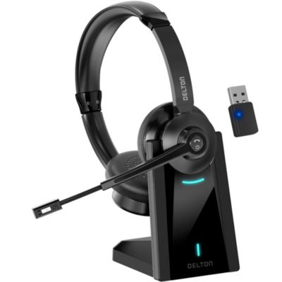 Компьютерная гарнитура Delton 35X с шумоподавлением, 2 наушника, USB донгл и док-станция для зарядки