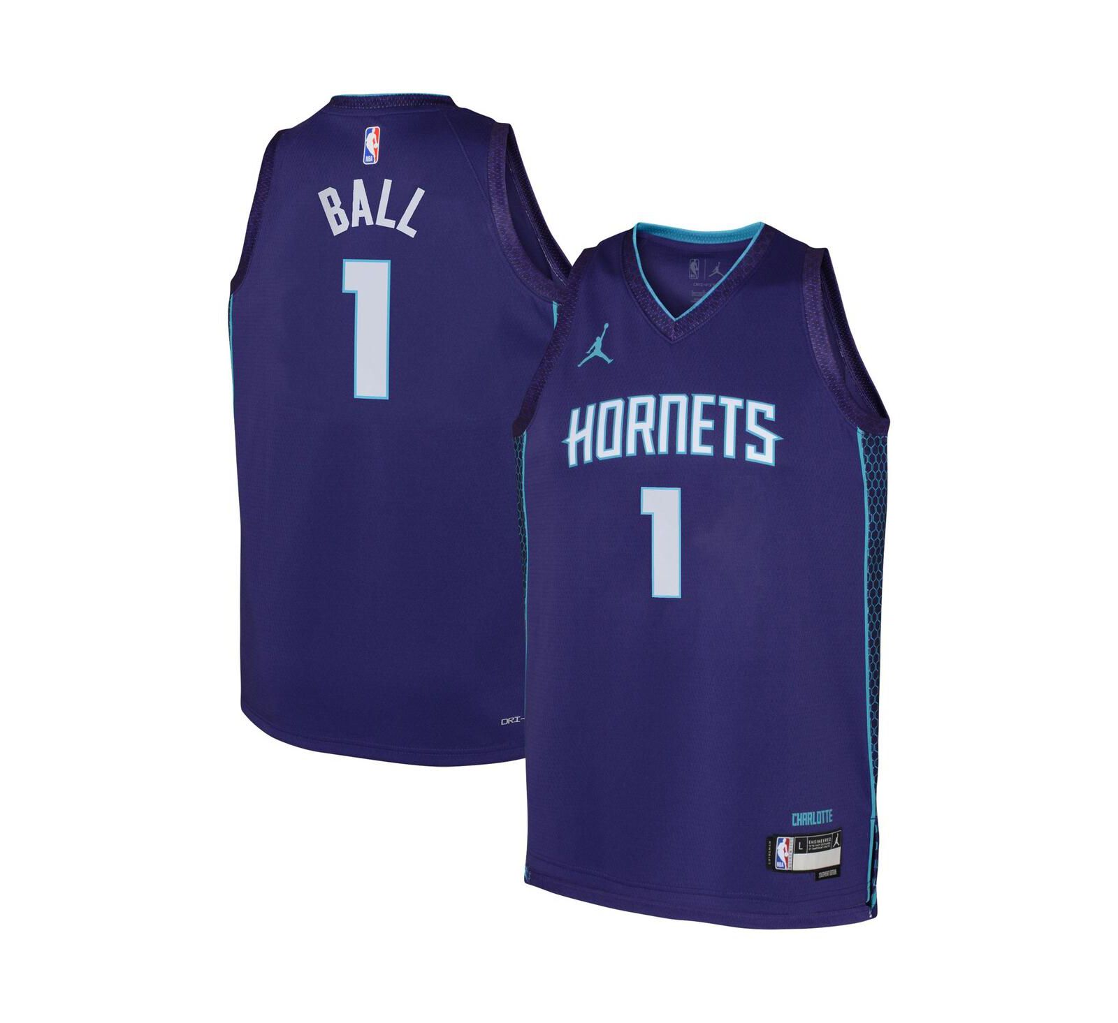 Детская джерси Jordan LaMelo Ball Purple Charlotte Hornets 2022/23 Swingman - Statement Edition