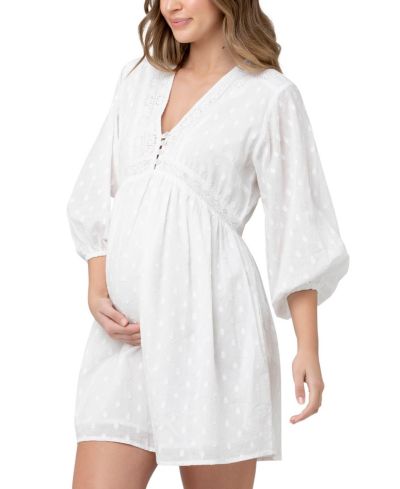 Ripe Maternity Женское белое платье Valentina с вышивкой и длинными рукавами