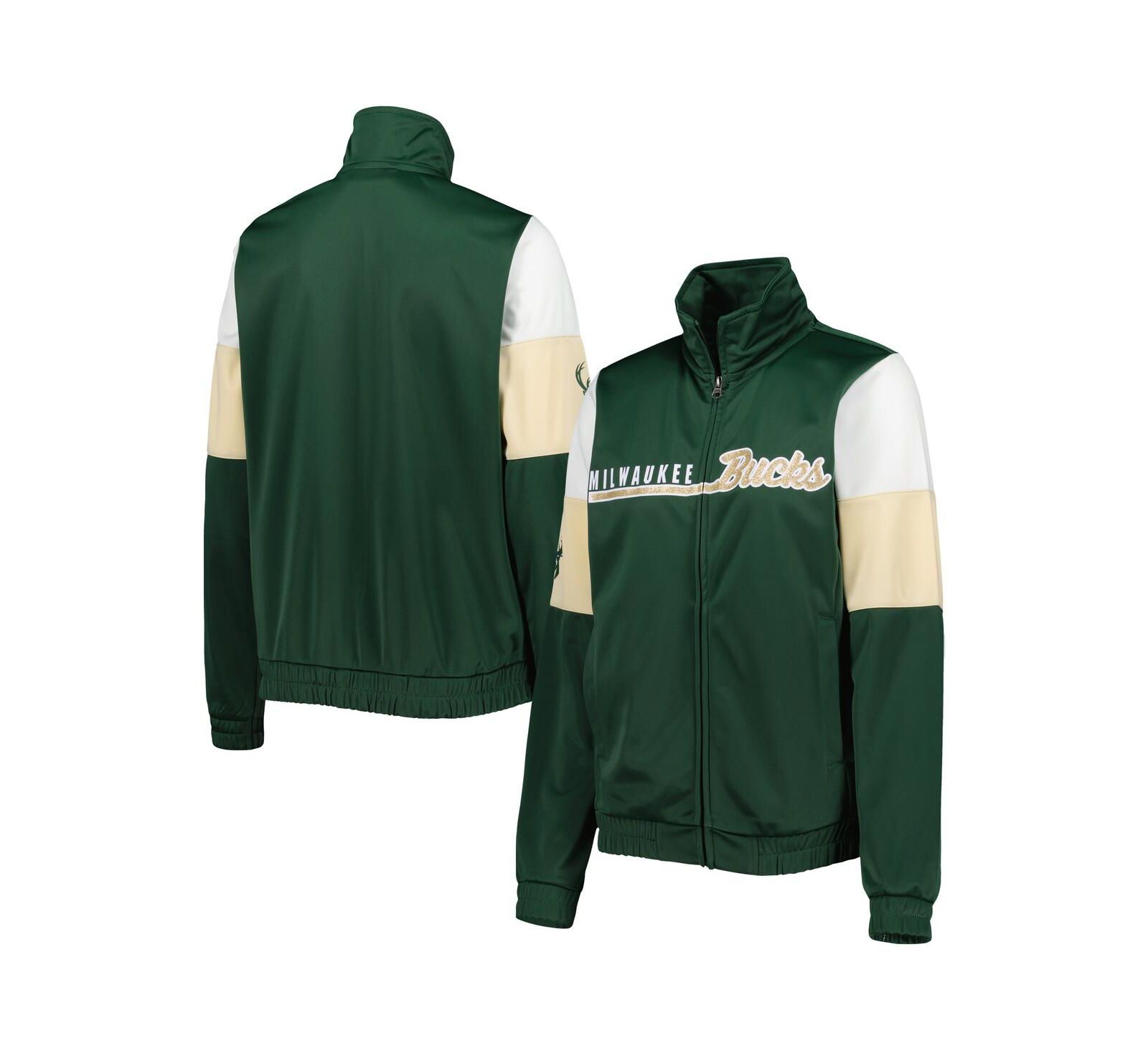 Women's G-III 4Her by Carl Banks Hunter Green Milwaukee Bucks Change Up Full-Zip Track Jacket