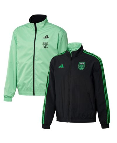Мужская куртка adidas Black and Green Austin FC 2023 On-Field Anthem Full-Zip Reversible Team