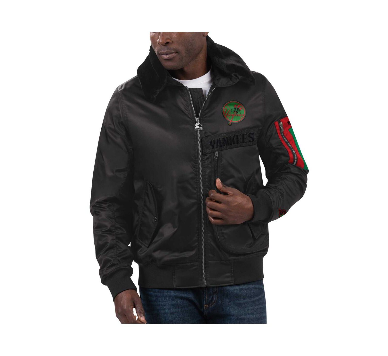 Мужская куртка Starter x Ty Mopkins Black New York Yankees Black History Month Satin Full-Zip