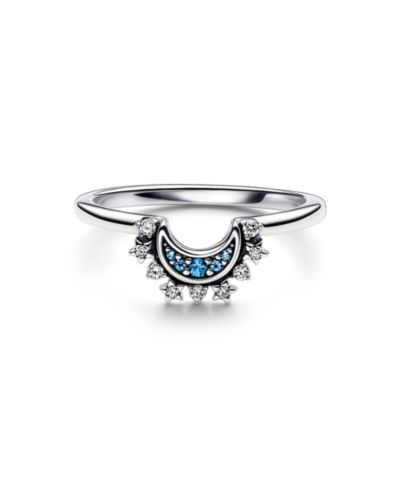 Кольцо Pandora Moments Celestial Blue Sparkling Moon с кубическим цирконием