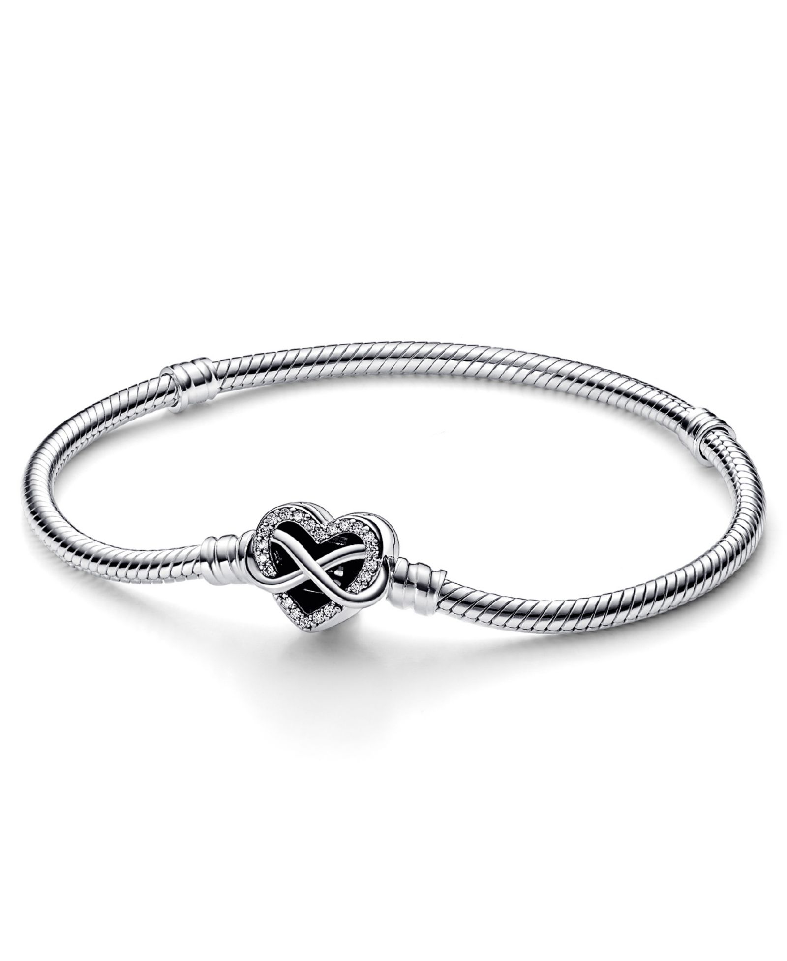 Браслет Pandora Moments Snake Chain с подвеской Infinity Heart из кубического циркония