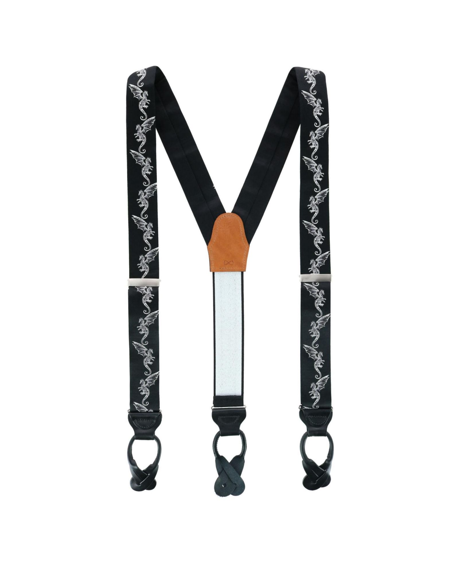 TRAFALGAR Men's Guardian of Freedom Tribal Dragon Silk Button End Suspenders