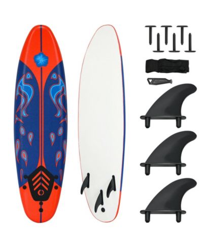 6' Surfboard Foamie Body Surfing Board W/3 Fins and Leash