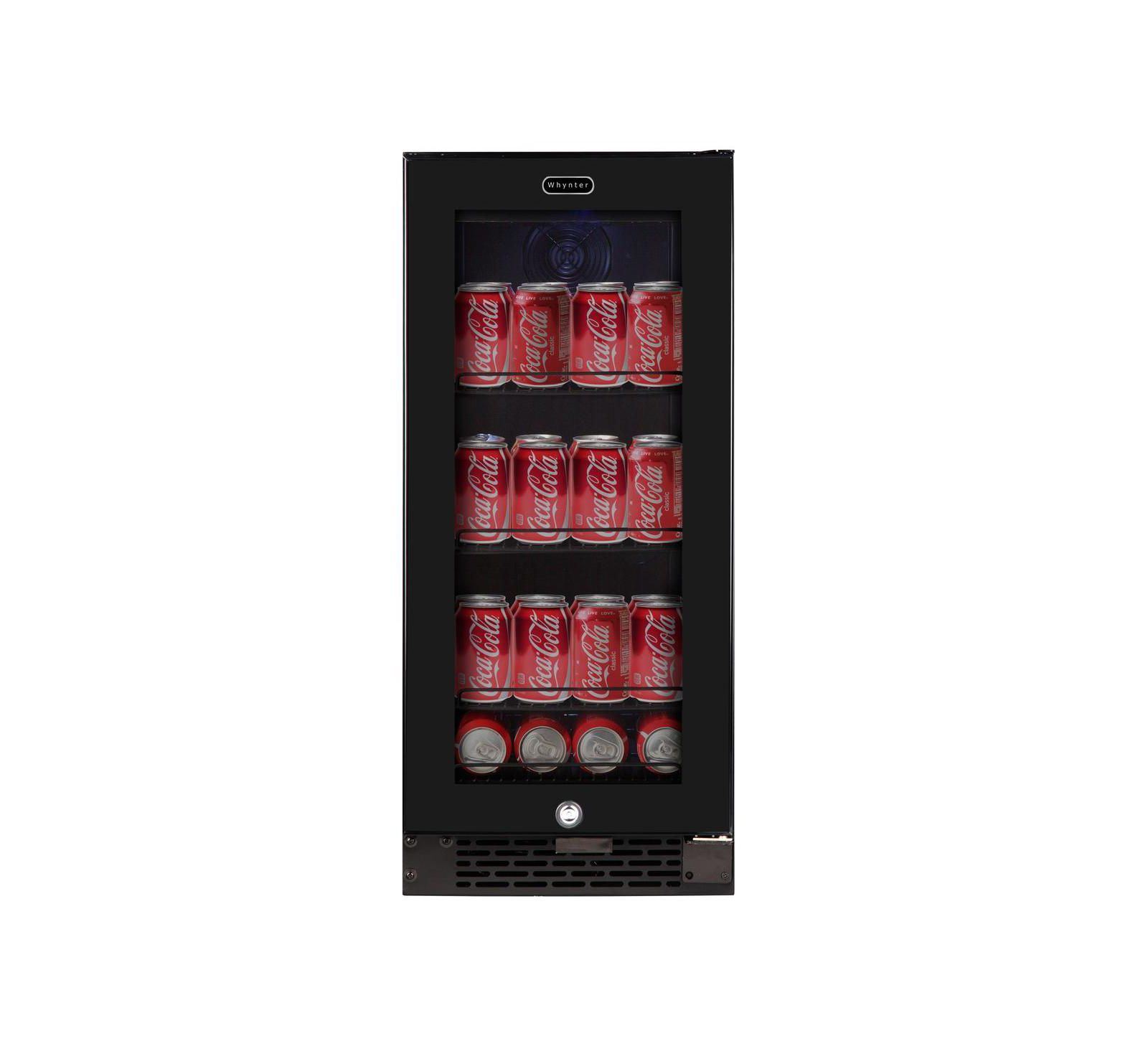Whynter встроенный мини-холодильник для напитков, 80 банок, 3.4 cu ft., Black Glass