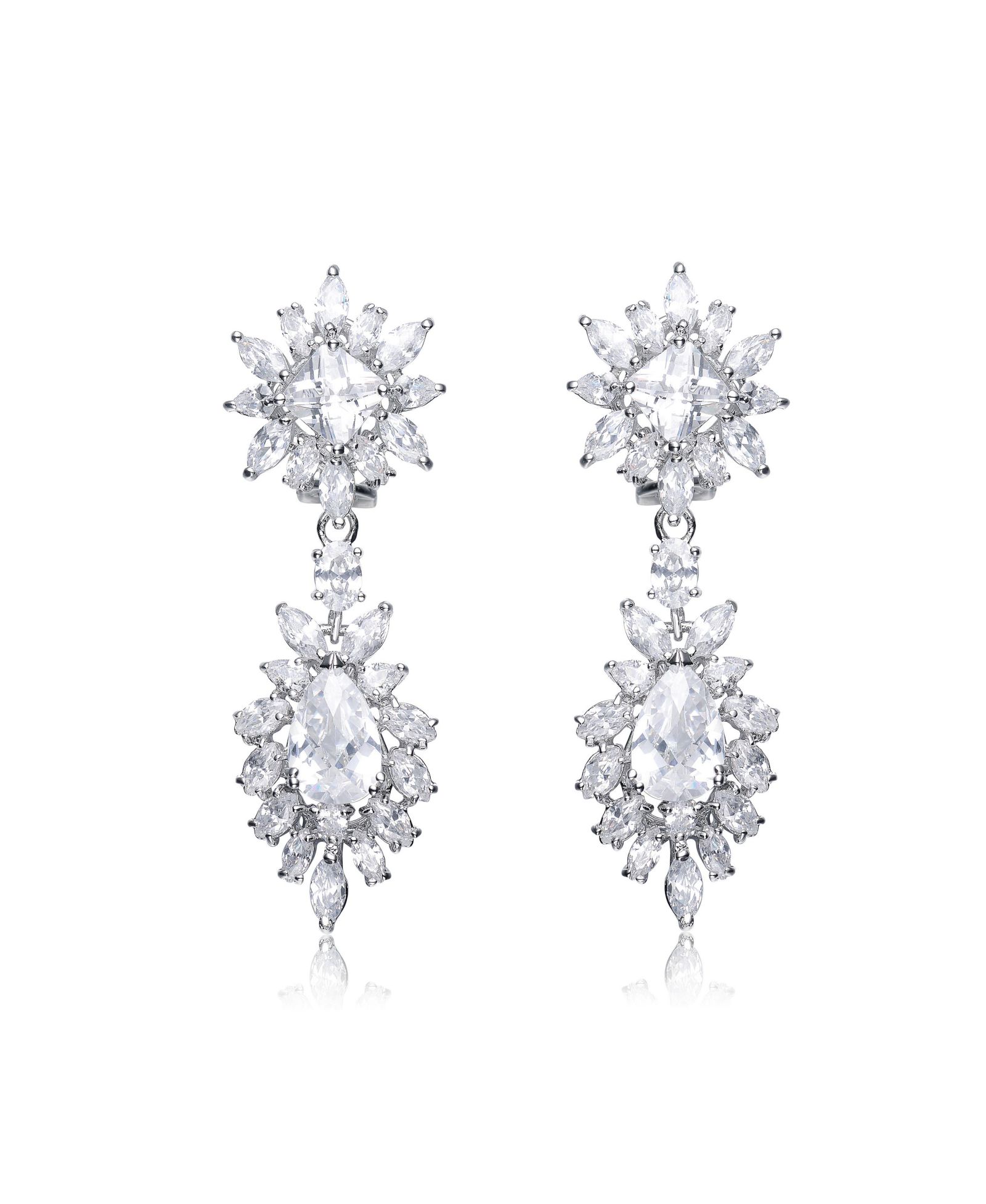 Genevive CZ Two-Tier Drop Dangling Earrings
