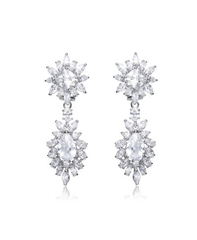Genevive CZ Two-Tier Drop Dangling Earrings