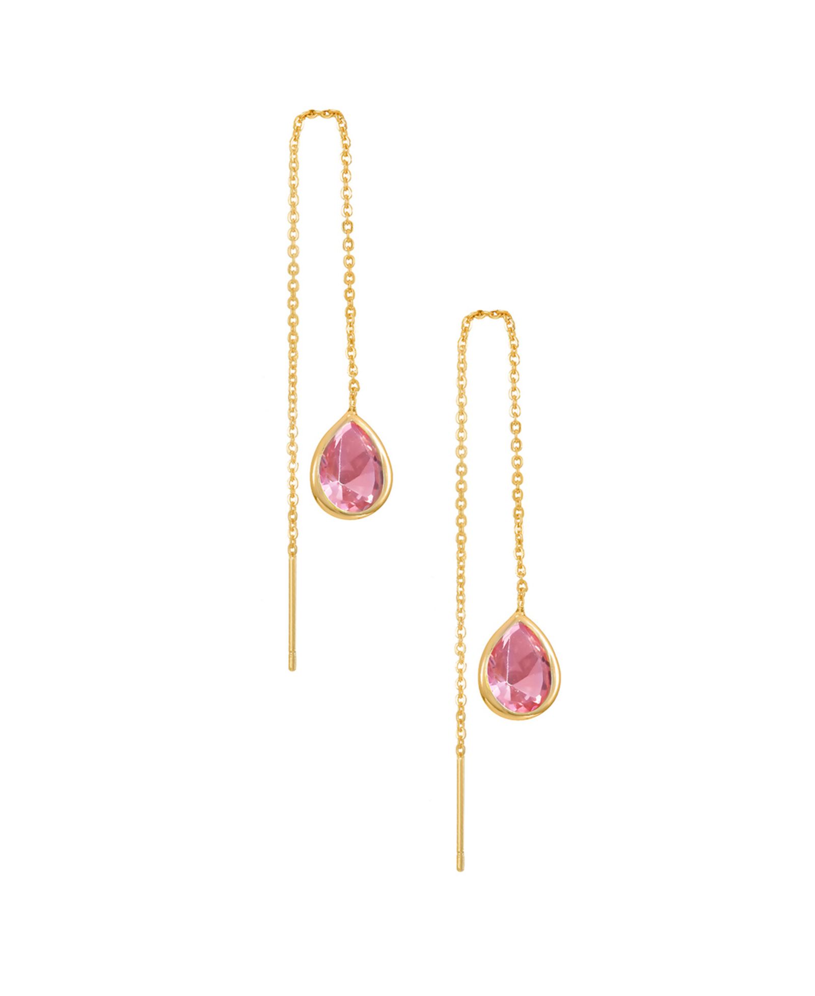 Серьги-подвески Ettika Barely There Chain Cubic Zirconia 18K Gold Plated