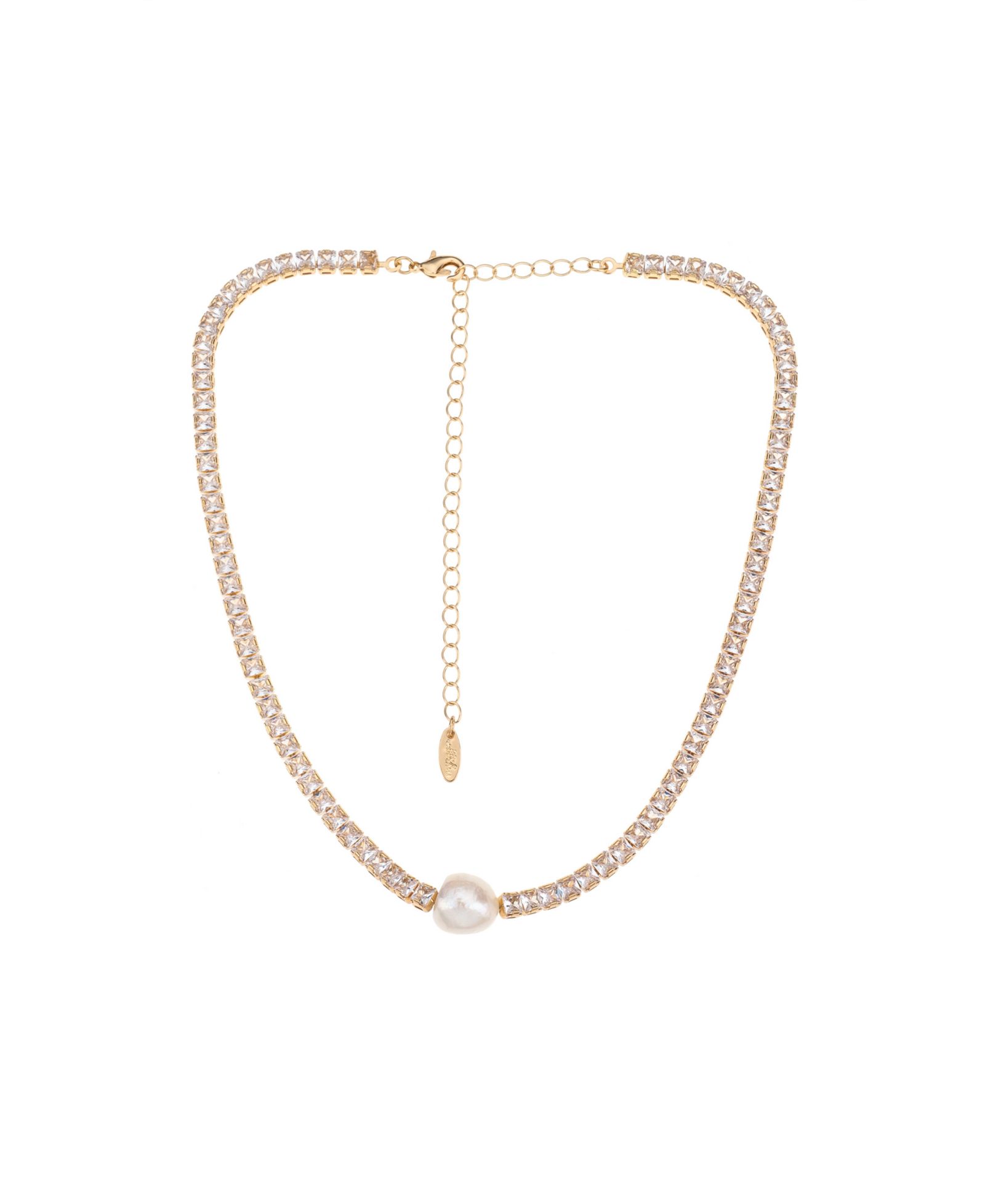 Ожерелье Ettika Single Freshwater Pearl with Cubic Zirconia 18K Gold Plated
