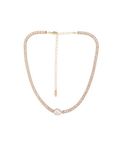 Ожерелье Ettika Single Freshwater Pearl with Cubic Zirconia 18K Gold Plated