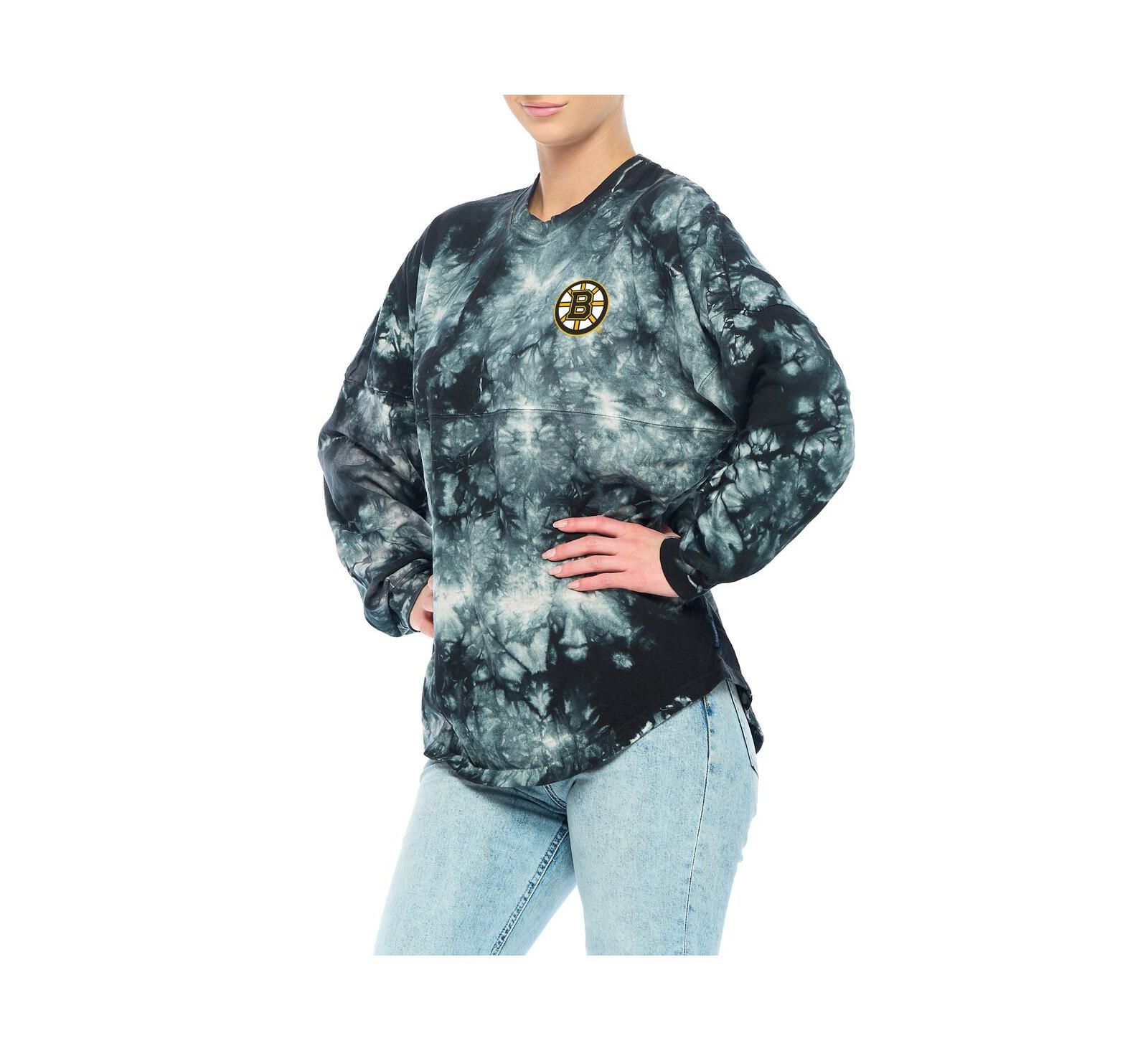 Женская футболка Fanatics Black Boston Bruins Crystal-Dye Long Sleeve