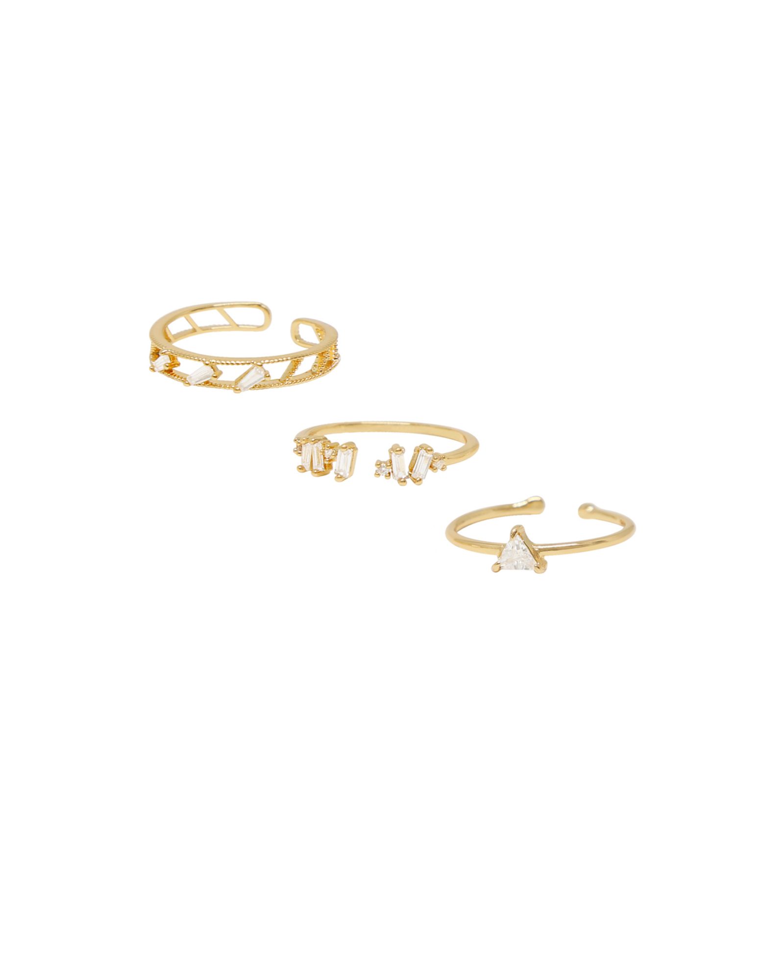 ETTIKA набор из 3 колец Love Story 18K Gold Plated Cubic Zirconia