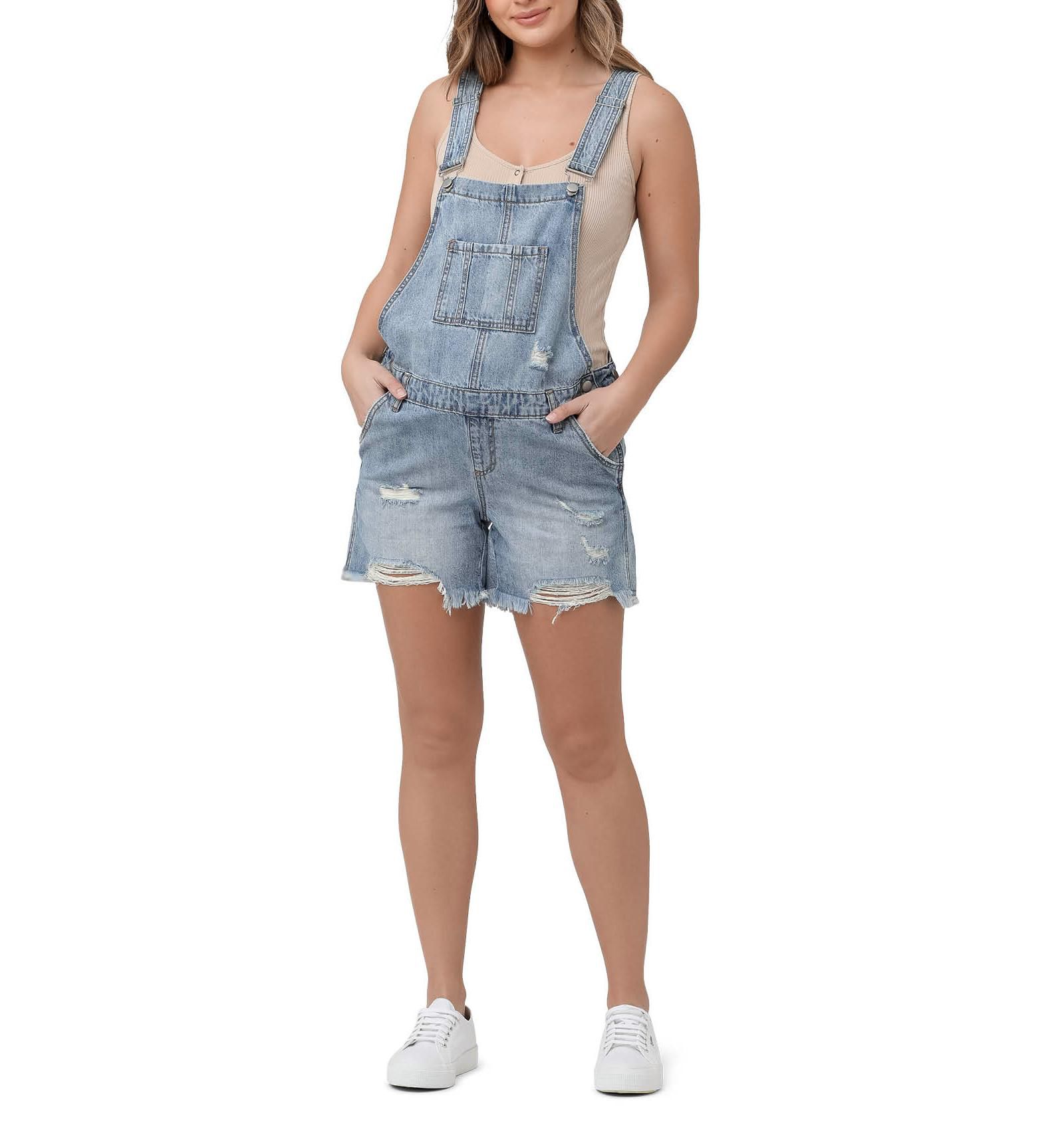 Ripe Maternity Maternity Denim Short Overalls