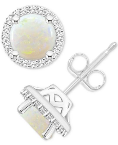 Серьги-гвоздики Aquamarine и Diamond в стерлинговом серебре