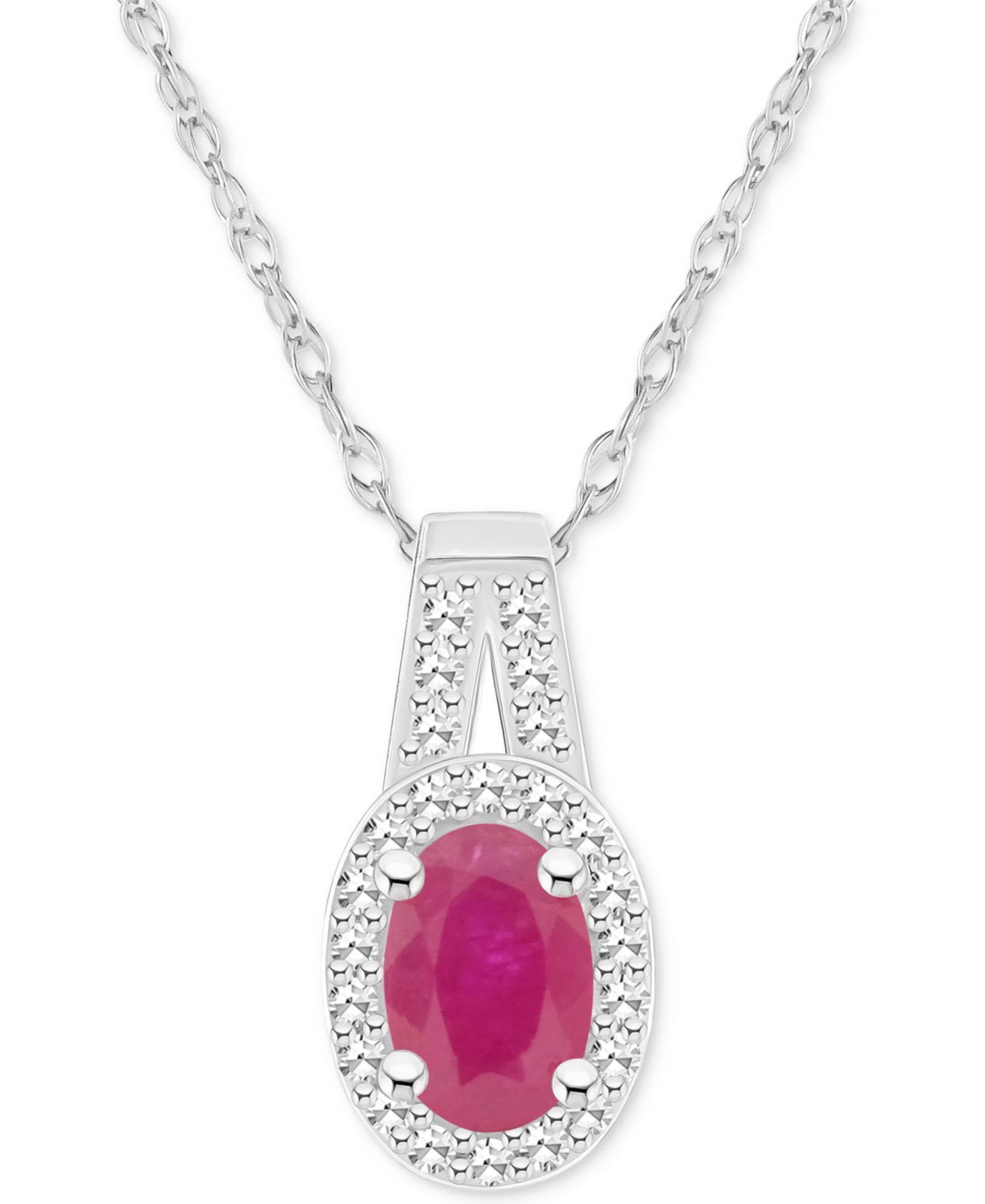 Подвеска-ожерелье Emerald (1/2 ct. t.w.) & Diamond (1/8 ct. t.w.) Oval Halo 18" в стерлинговом серебре