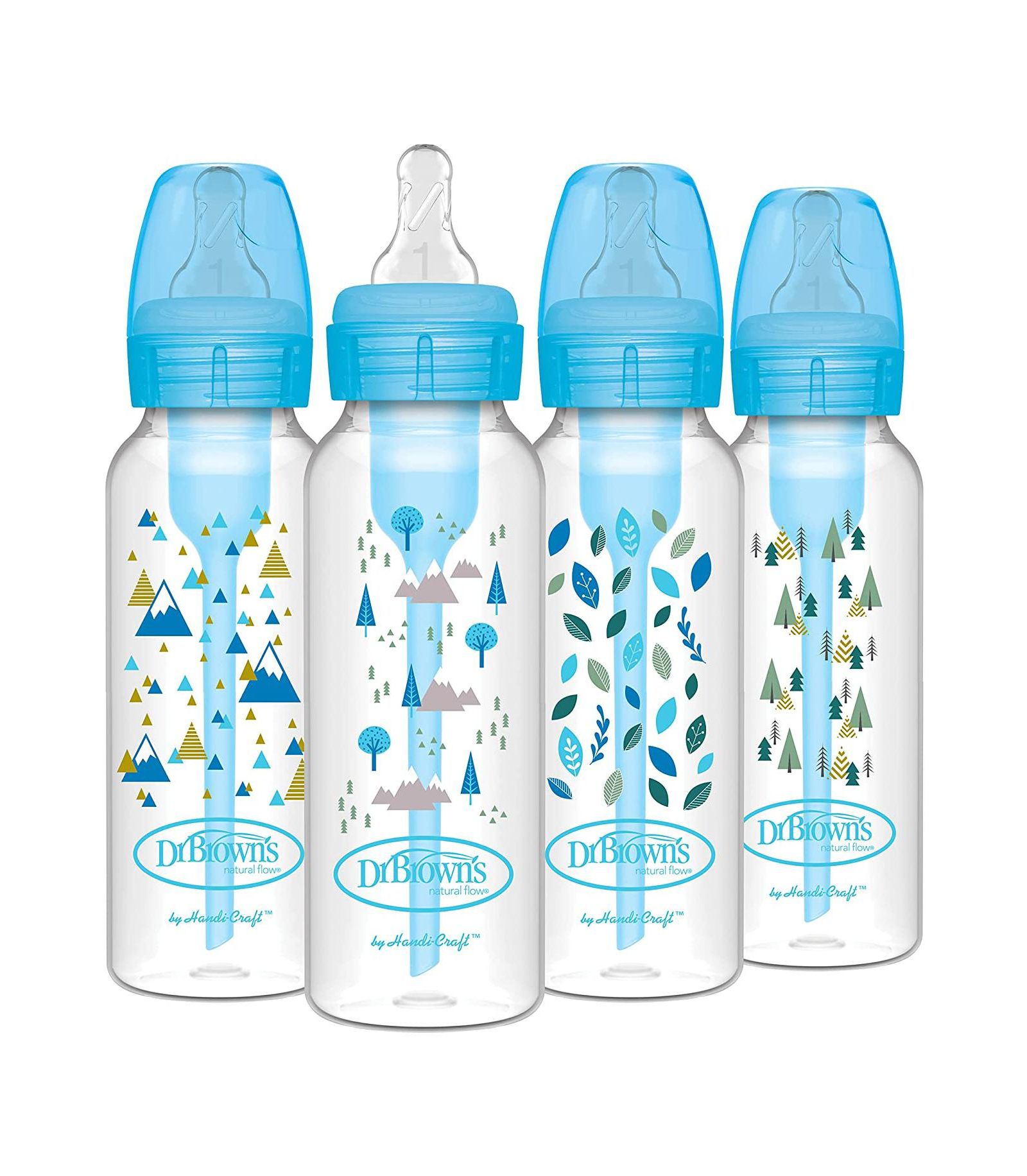 Dr. Browns Baby Anti-Colic Options+ Narrow Baby Bottles 8oz, 4 Pack, Blue Nature