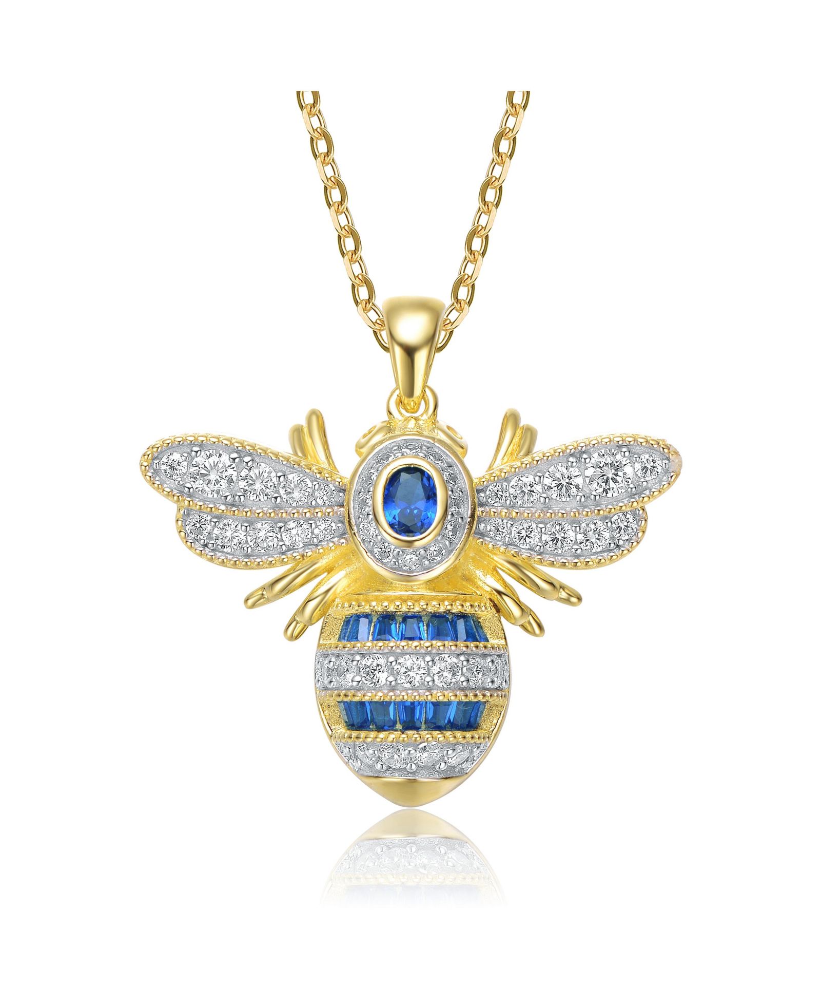 Подвеска-кулон Genevive Unique из стерлингового серебра с напылением 14K Gold и CZ в форме осы