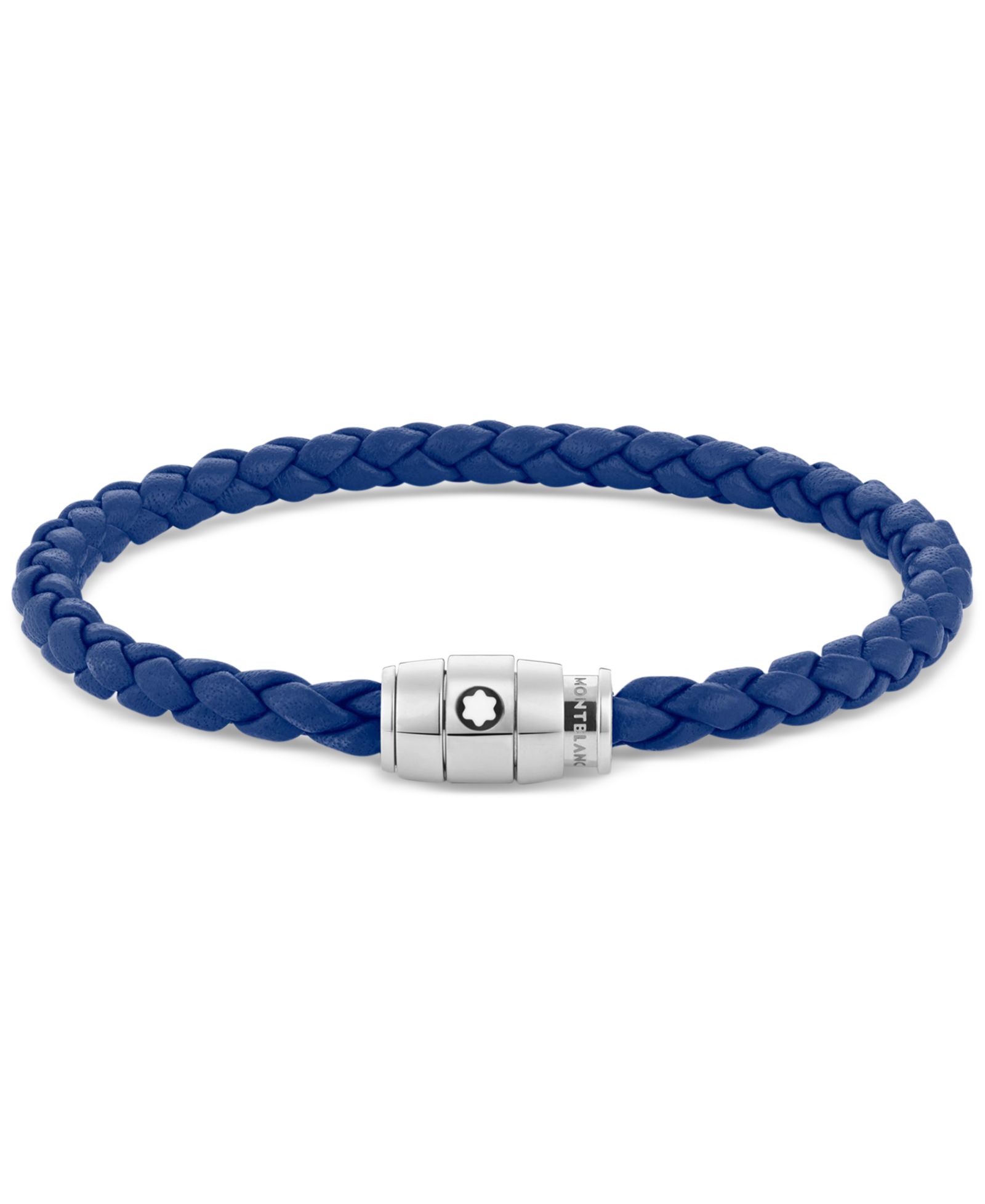 Кожаный плетеный браслет Montblanc Blue