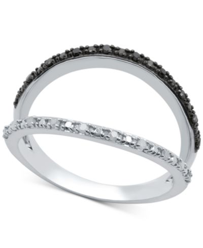 Black Diamond (1/10 ct. t.w.) & White Diamond (1/10 ct. t.w.) Split Ring in Sterling Silver