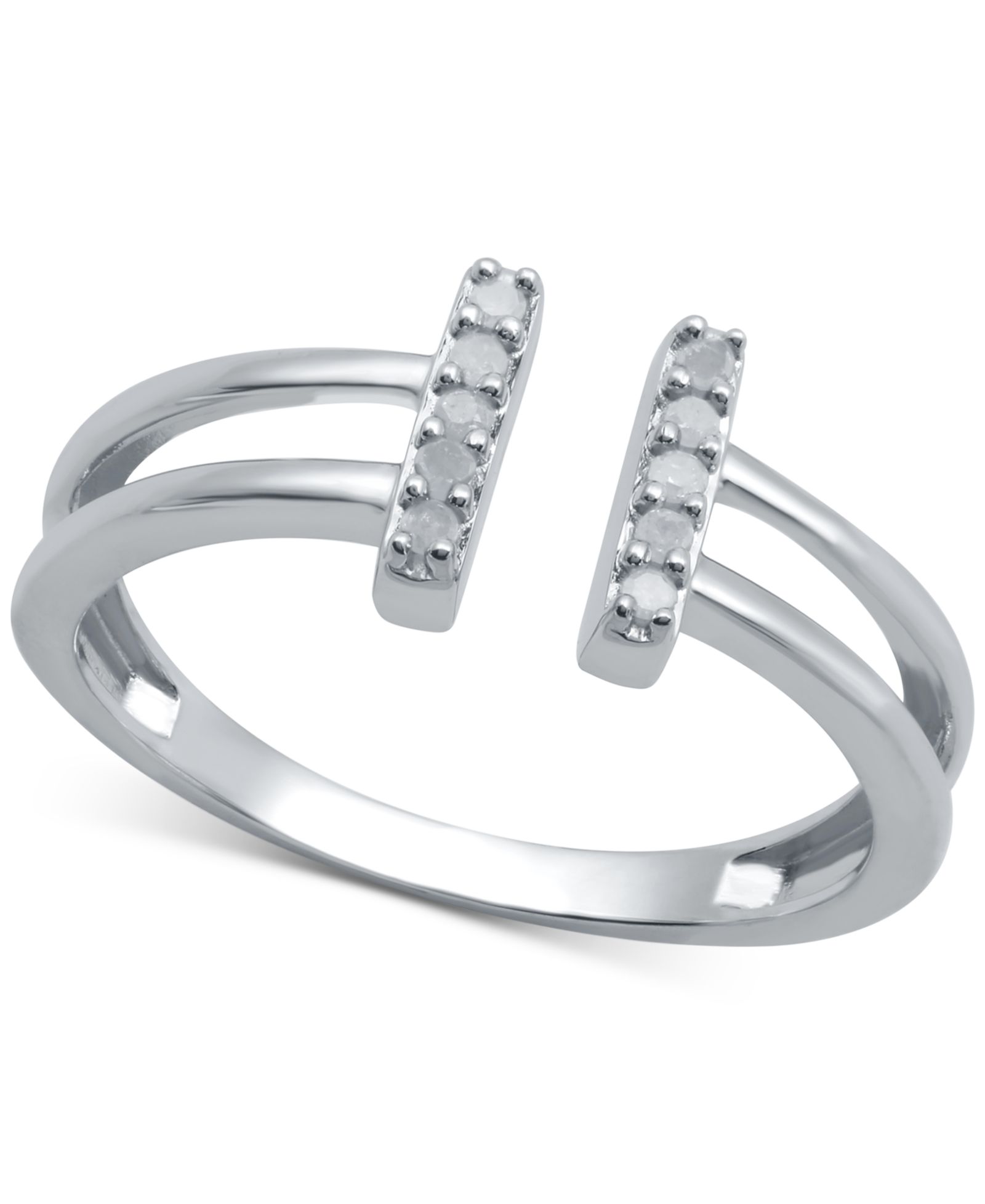 Кольцо Diamond Double Bar Cuff в серебре 925 пробы