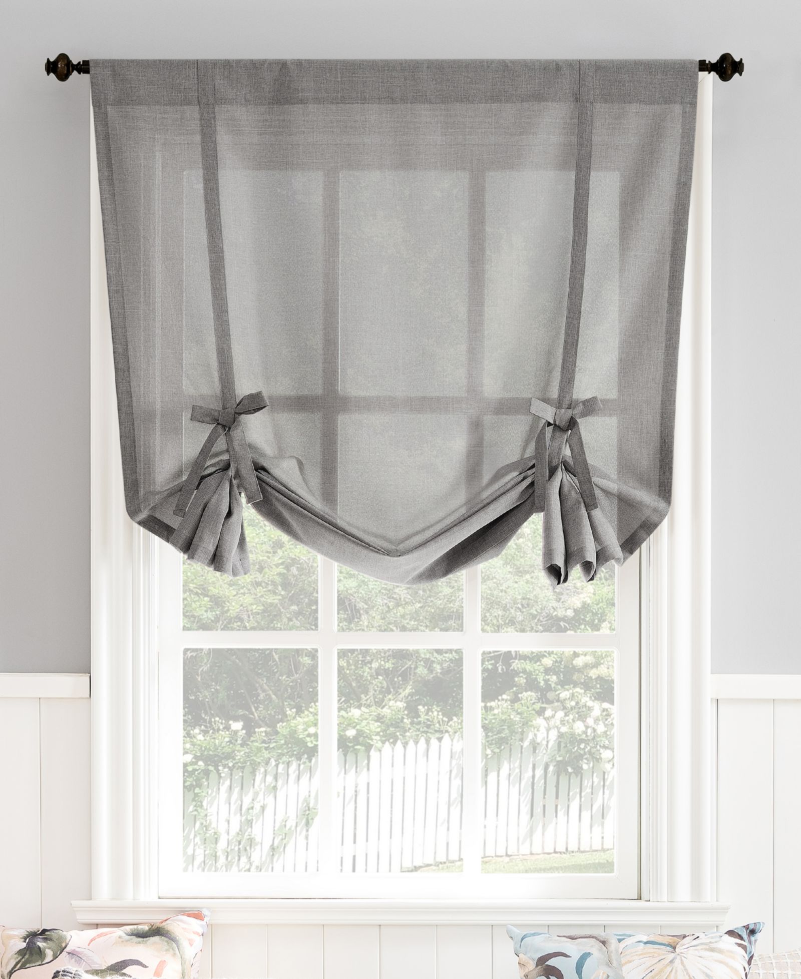 Noah Heathered Texture Semi-Sheer Rod Pocket Window Tie-up Shade